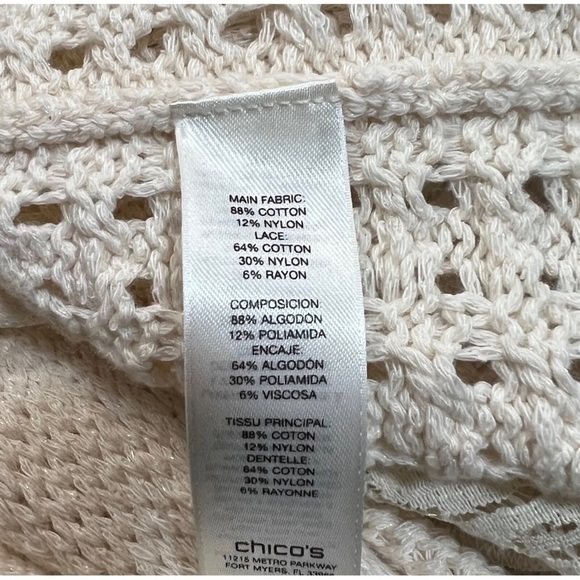 Chico's 0 Sz S Longline Lace Back Long Duster Sweater Cardigan Jacket Lattice - Picture 13 of 13